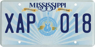 MS license plate XAP018