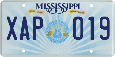 MS license plate XAP019