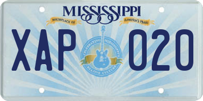 MS license plate XAP020