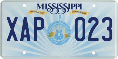 MS license plate XAP023