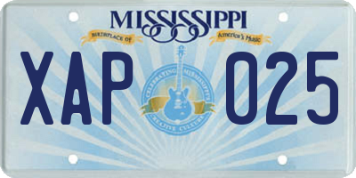 MS license plate XAP025