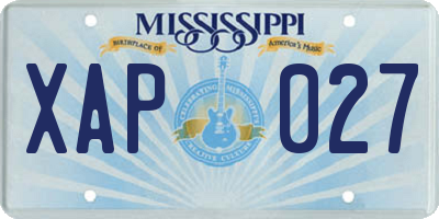 MS license plate XAP027