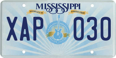 MS license plate XAP030