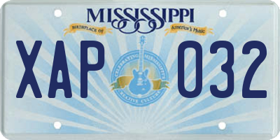 MS license plate XAP032
