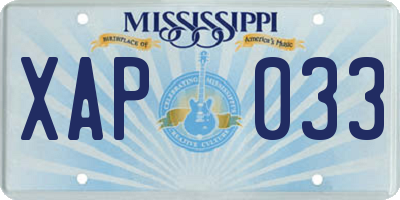 MS license plate XAP033