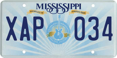 MS license plate XAP034