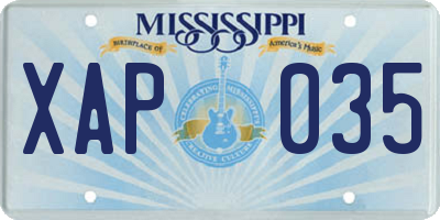 MS license plate XAP035