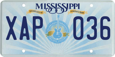 MS license plate XAP036