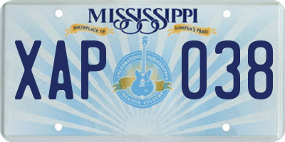 MS license plate XAP038