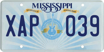 MS license plate XAP039
