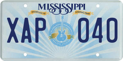 MS license plate XAP040