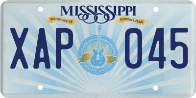 MS license plate XAP045