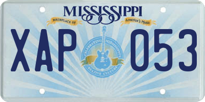 MS license plate XAP053