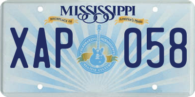 MS license plate XAP058