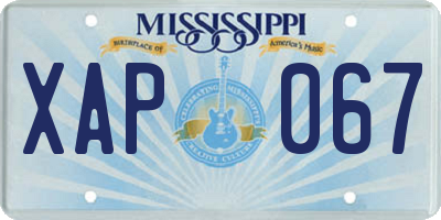 MS license plate XAP067