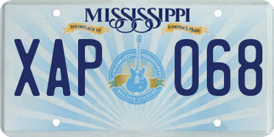 MS license plate XAP068