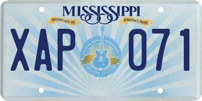 MS license plate XAP071