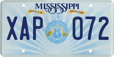 MS license plate XAP072
