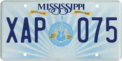MS license plate XAP075