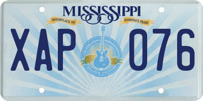 MS license plate XAP076