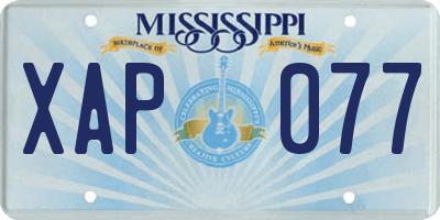 MS license plate XAP077