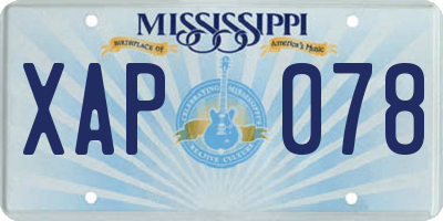 MS license plate XAP078