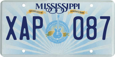 MS license plate XAP087