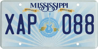 MS license plate XAP088