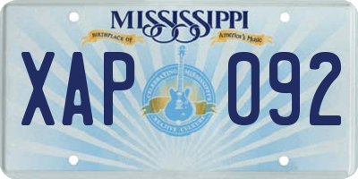 MS license plate XAP092