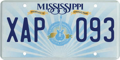 MS license plate XAP093