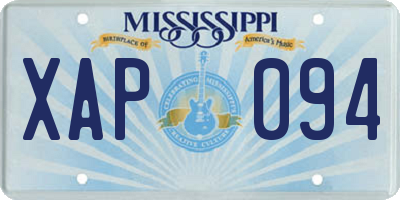 MS license plate XAP094