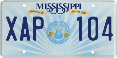 MS license plate XAP104