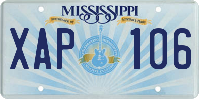 MS license plate XAP106
