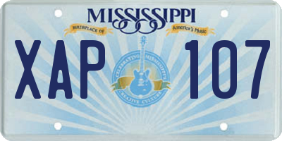 MS license plate XAP107