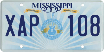 MS license plate XAP108