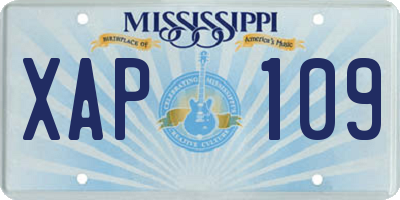 MS license plate XAP109