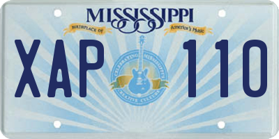 MS license plate XAP110