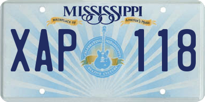 MS license plate XAP118