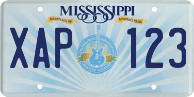 MS license plate XAP123