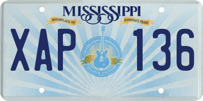 MS license plate XAP136