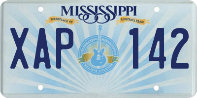 MS license plate XAP142