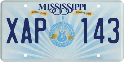 MS license plate XAP143