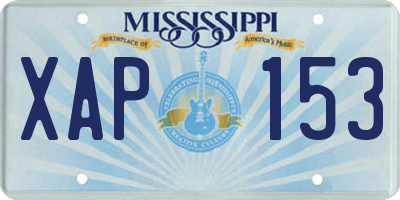 MS license plate XAP153