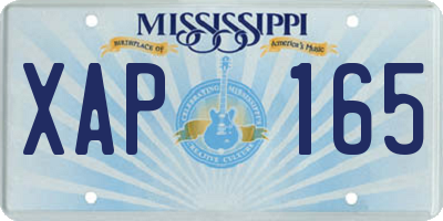 MS license plate XAP165