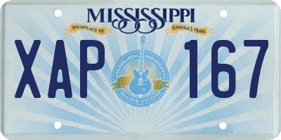 MS license plate XAP167