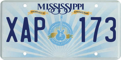 MS license plate XAP173