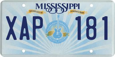 MS license plate XAP181