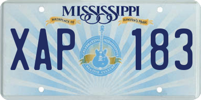 MS license plate XAP183