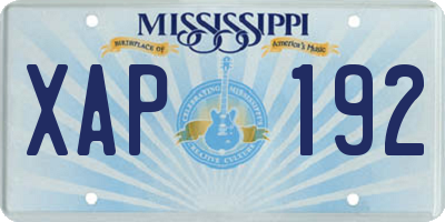 MS license plate XAP192