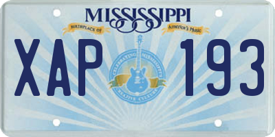 MS license plate XAP193